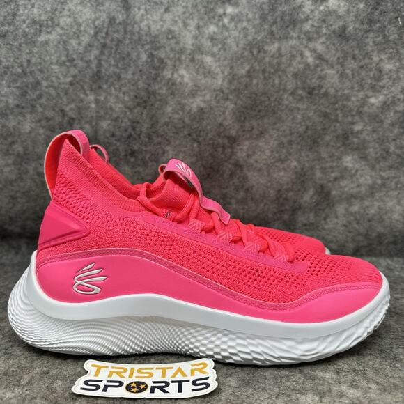 Under Armour Curry 8 NM Basketball Shoes Mens Sz 9 Pink White Steph Curry - Picture 3 of 8